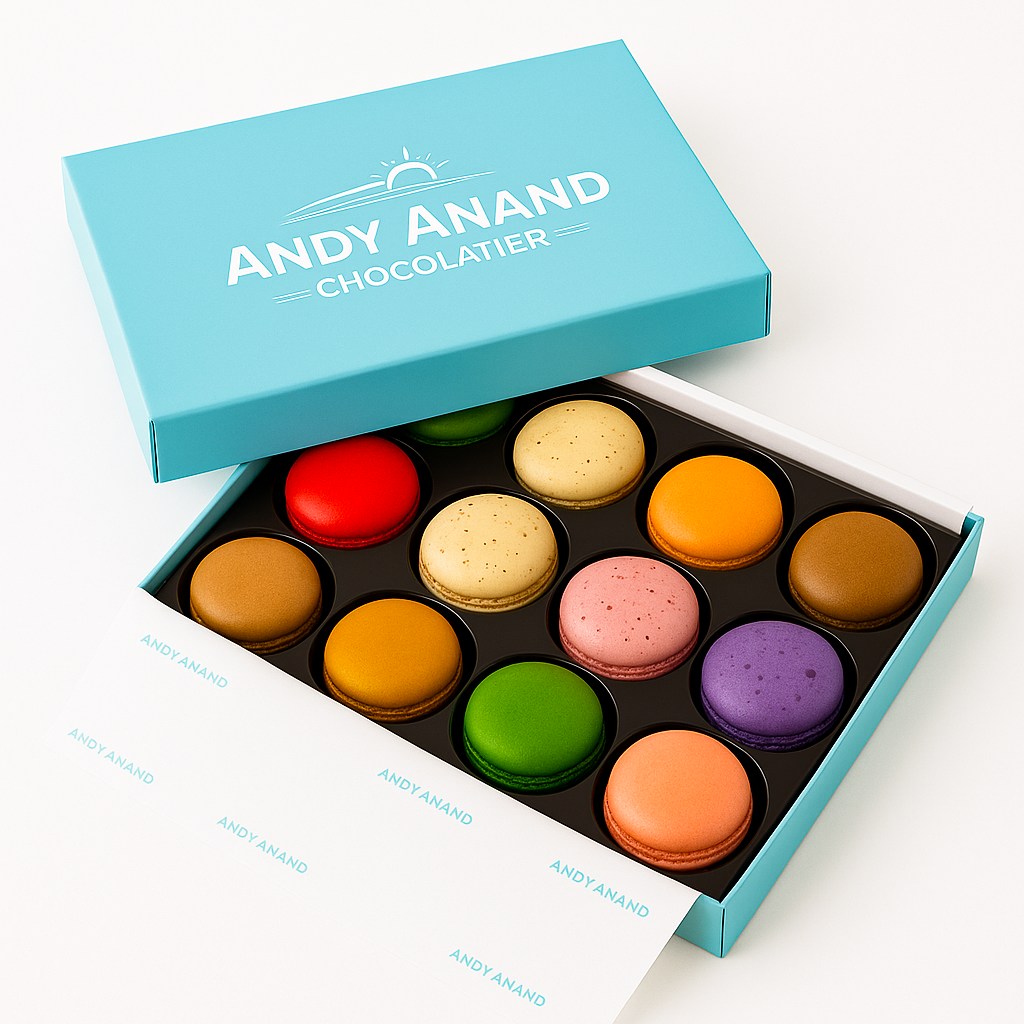 Andy Anand French Macarons, 48-Piece Gift Box – Made Fresh Daily, Decadent Assorted Flavors, Gluten-Free – Birthday & Holiday Gift Box