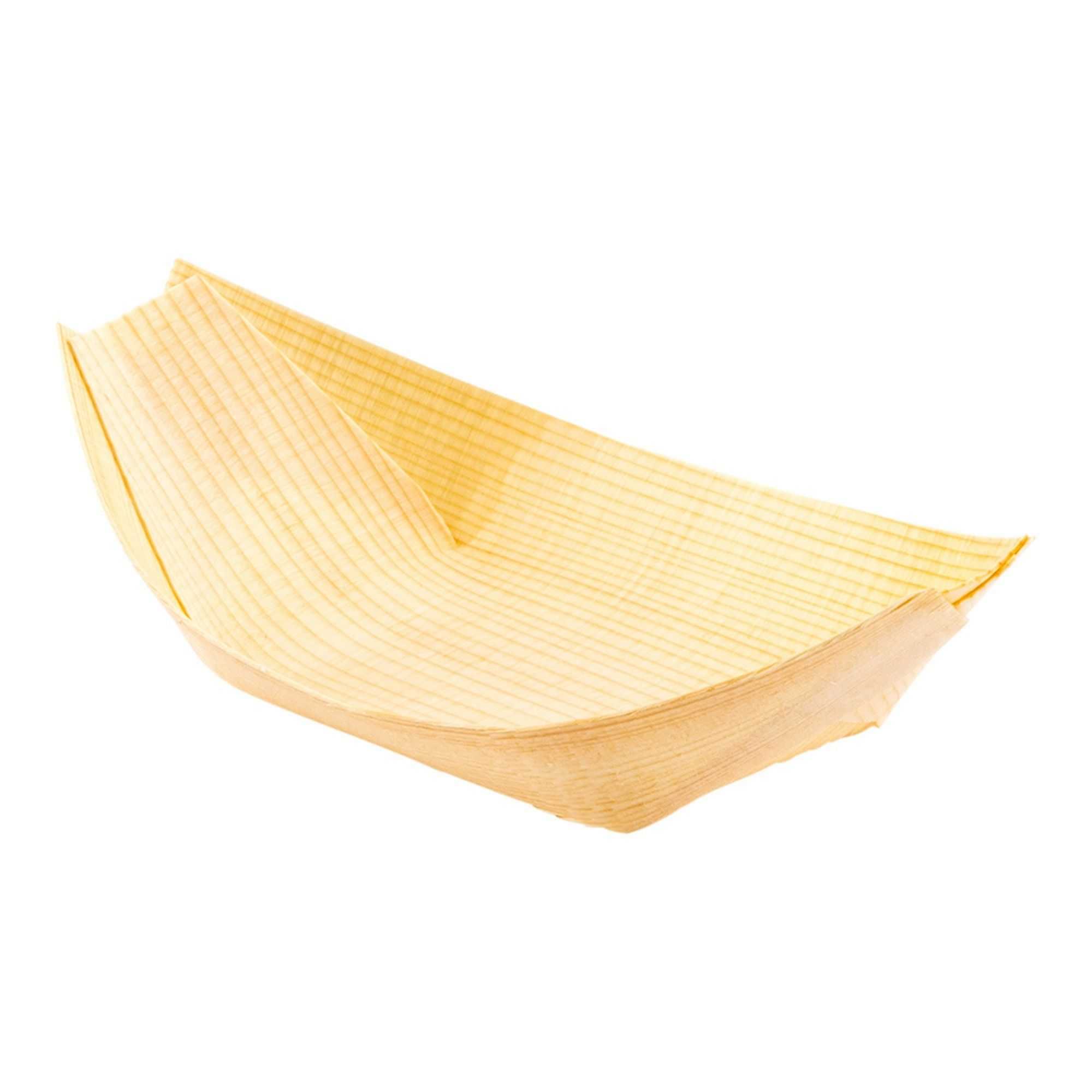 Taipei Natural Pinewood Small Food Tray / Boat - 4 1/2" x 2 1/2" x 1/2" - 200 count box